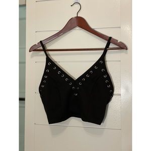 Cropped Bra Tank Top with Lacing Details